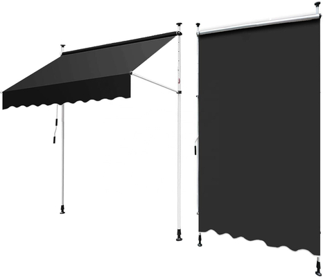 300x130cm Polyester ύφασμα εξωτερικό μπαλκόνι Clamping Τρύπα με σιδερένιο πλαίσιο σε γκρι / μαύρο