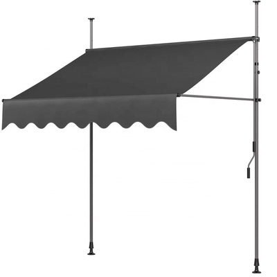 300x130cm Polyester ύφασμα εξωτερικό μπαλκόνι Clamping Τρύπα με σιδερένιο πλαίσιο σε γκρι / μαύρο