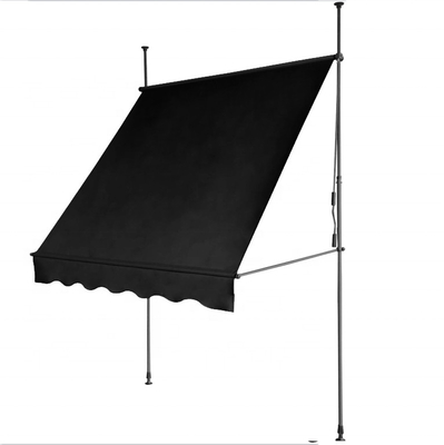 300x130cm Polyester ύφασμα εξωτερικό μπαλκόνι Clamping Τρύπα με σιδερένιο πλαίσιο σε γκρι / μαύρο