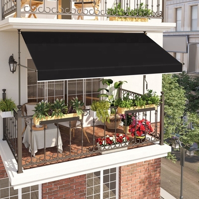 300x130cm Polyester ύφασμα εξωτερικό μπαλκόνι Clamping Τρύπα με σιδερένιο πλαίσιο σε γκρι / μαύρο