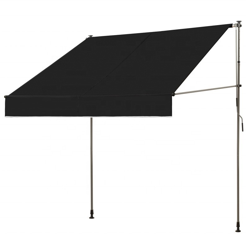 300x130cm Polyester ύφασμα εξωτερικό μπαλκόνι Clamping Τρύπα με σιδερένιο πλαίσιο σε γκρι / μαύρο